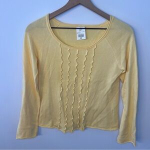 *NWT* J.Jill Butter Yellow Cotton Long Sleeve Sweater, Size XS